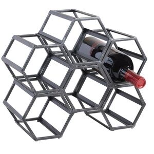 World Market Hexagonal Black Metal Wine Rack